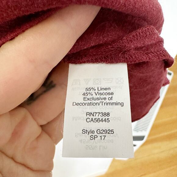 Madewell Red Embroidered Linen Blend Boxy Top sz XS - Picture 7 of 8